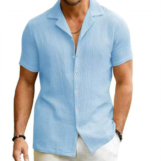 Textured Button Down Short Sleeve Shirt