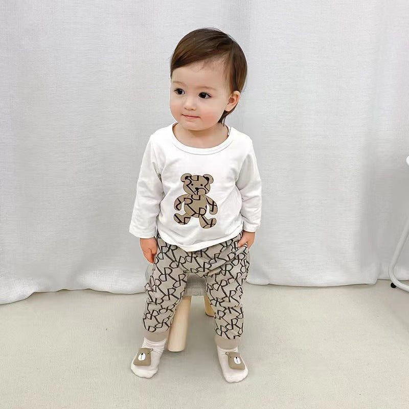 Children Spring And Autumn Cardigan Two-piece Pants