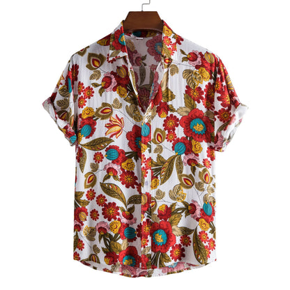 European-size Floral Casual Short-sleeved Shirt