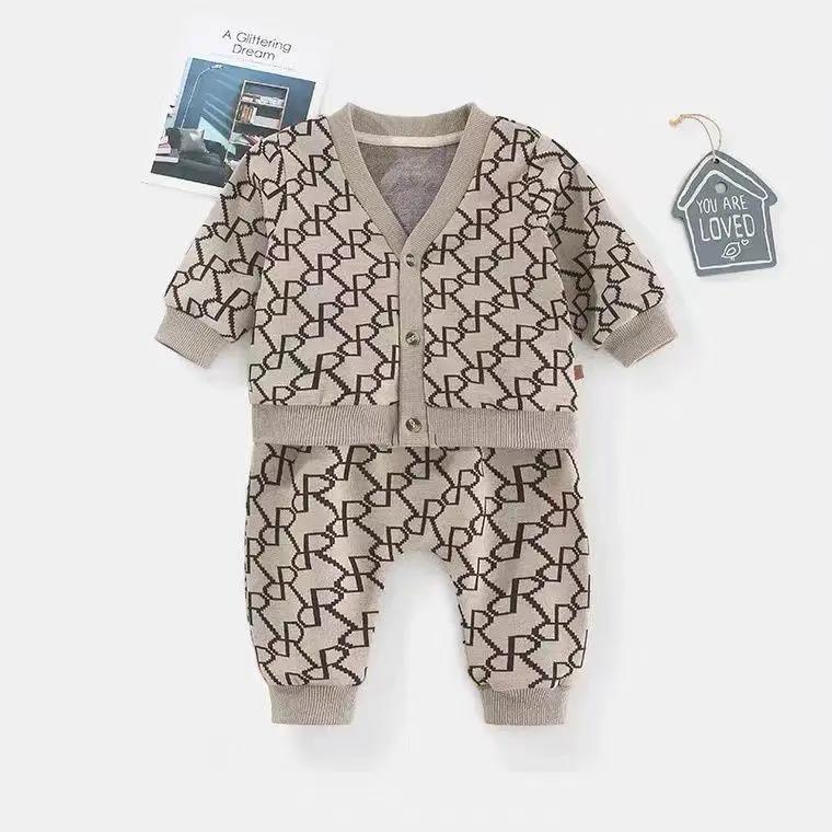 Children Spring And Autumn Cardigan Two-piece Pants