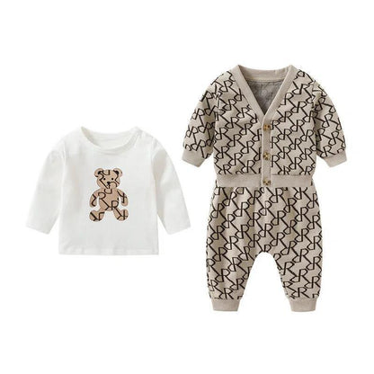 Children Spring And Autumn Cardigan Two-piece Pants