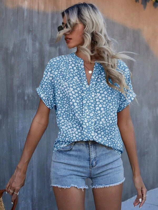 Floral Print Short Sleeve Top