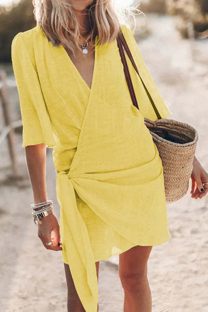 V-Neck Linen Dress