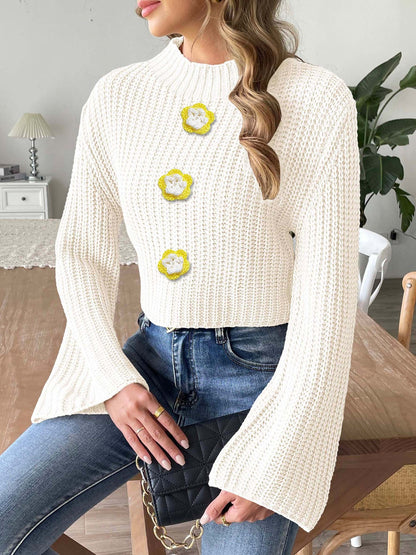 Flower Cropped Sweater