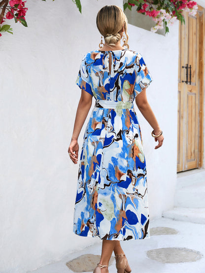 Pattern Midi Wrap Dress