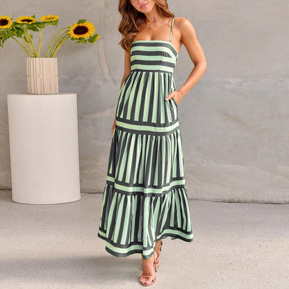 Striped Maxi Dress with Pockets