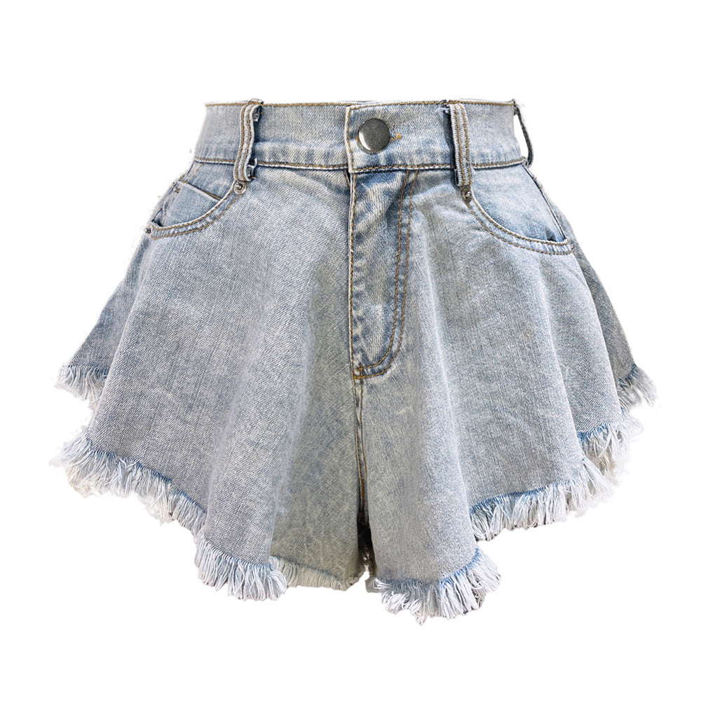 Fringe Denim Shorts