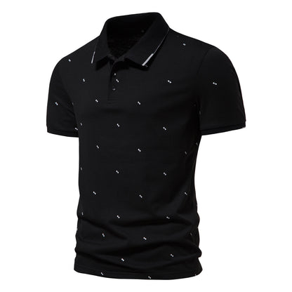 Men's Lapel Short Sleeve T-shirt Printed Casual