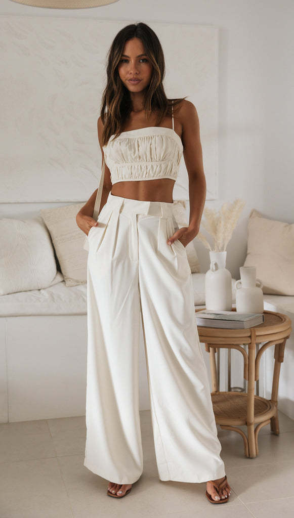 Ruffle Crop Top and Pants Set