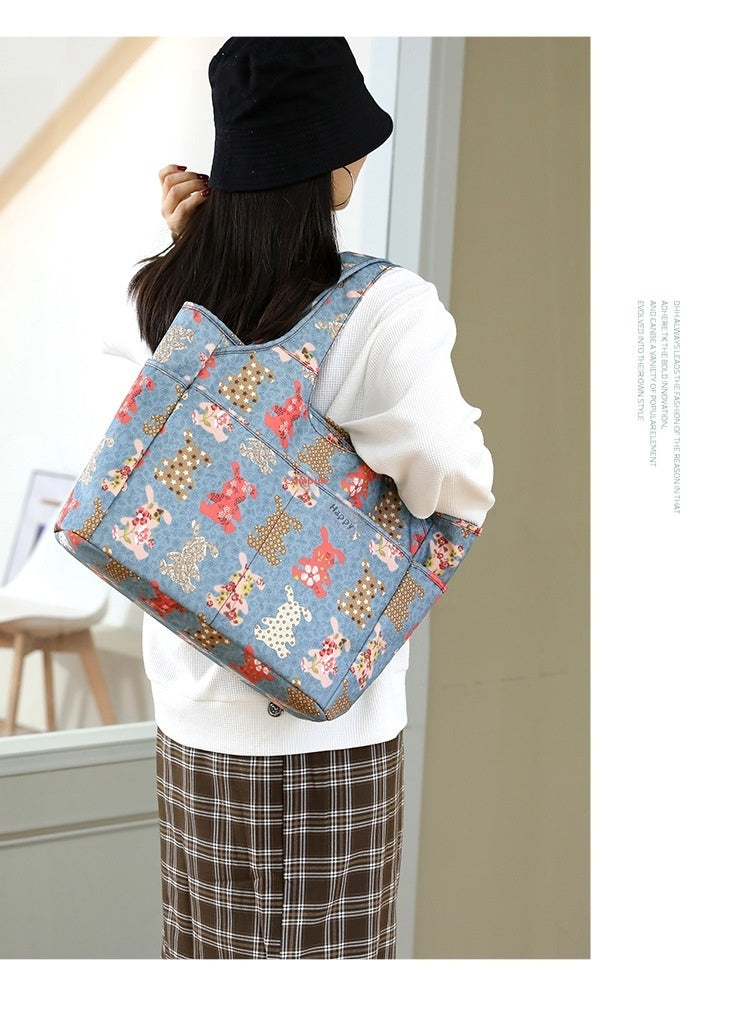 Women's Handbag Nylon Cloth Korean Cute Printed Shoulder Bag Casual Large Capacity