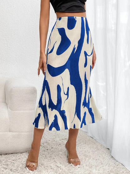 Abstract Print Midi Skirt