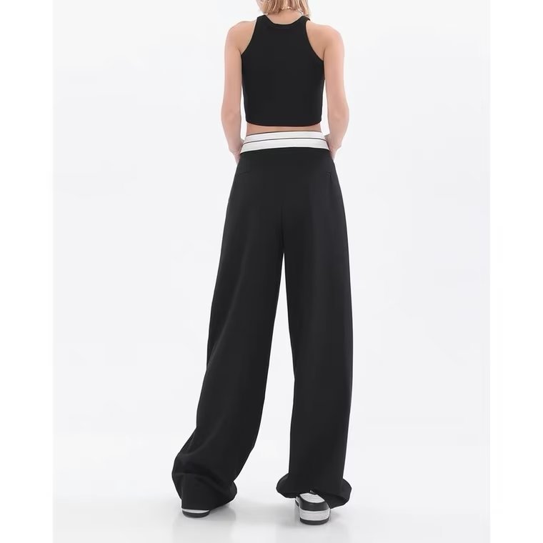 Fold Over Waist Wide Leg Pants