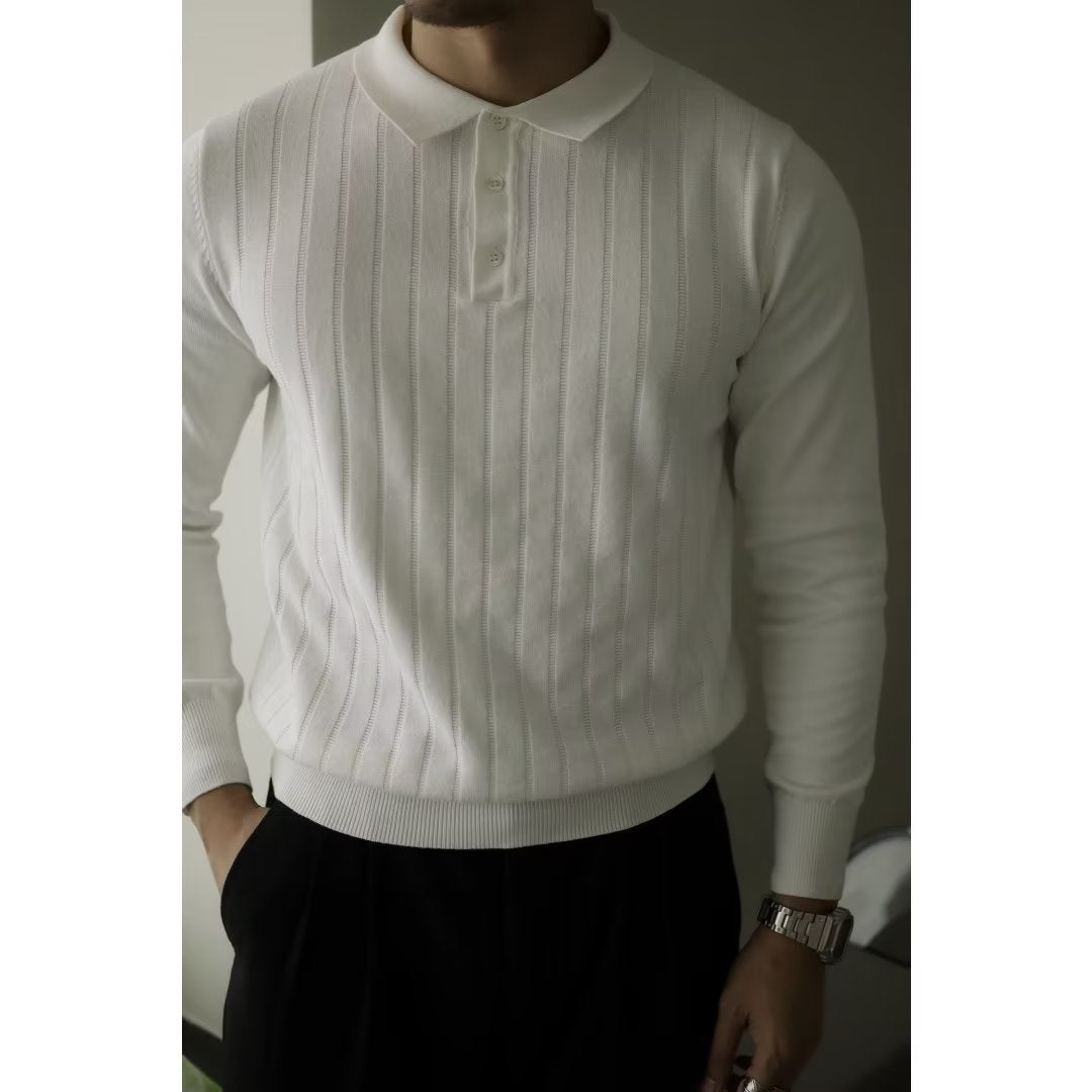 Long Sleeve Polo Shirt Casual Sweater