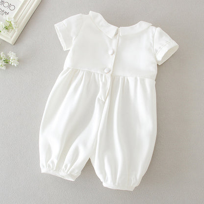 Boy's White Full Moon Full Year Wine Suit With Hat Dress Two-piece Set