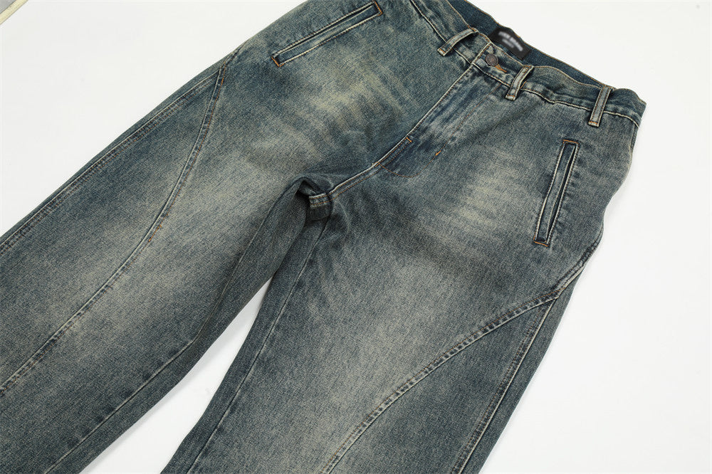 Washed Denim Straight-leg Trousers