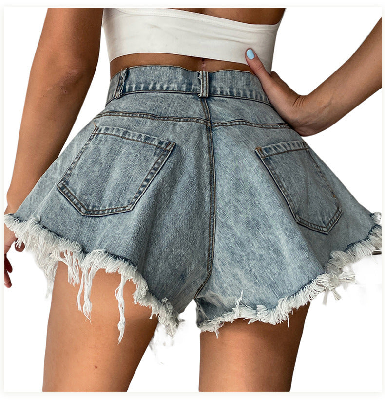 Fringe Denim Shorts