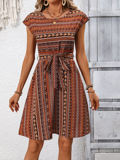 Boho Waist Belt Mini Dress