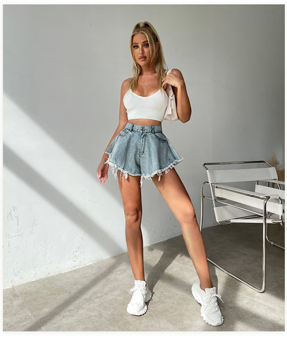 Fringe Denim Shorts