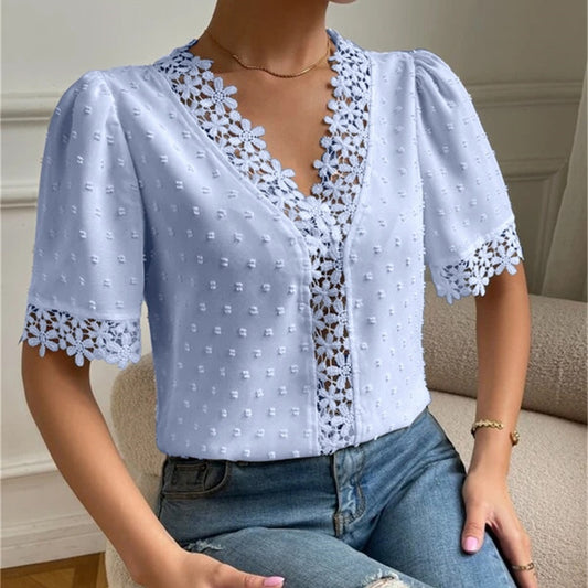 Embroidered V-Neck Shirt