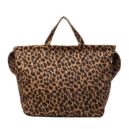 Canvas Commuter Idle Style Bag Leopard Print Women's Fashion Handbag