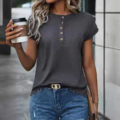 Casual Button Detail T-Shirt