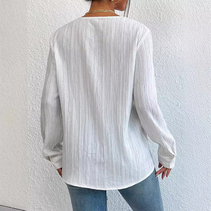 Textured Long Sleeve Blouse