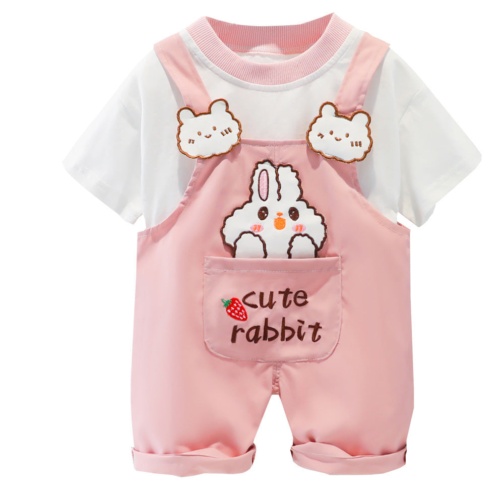 Children's Clothing Men And Women Baby Summer Cartoon Short-sleeved Overalls