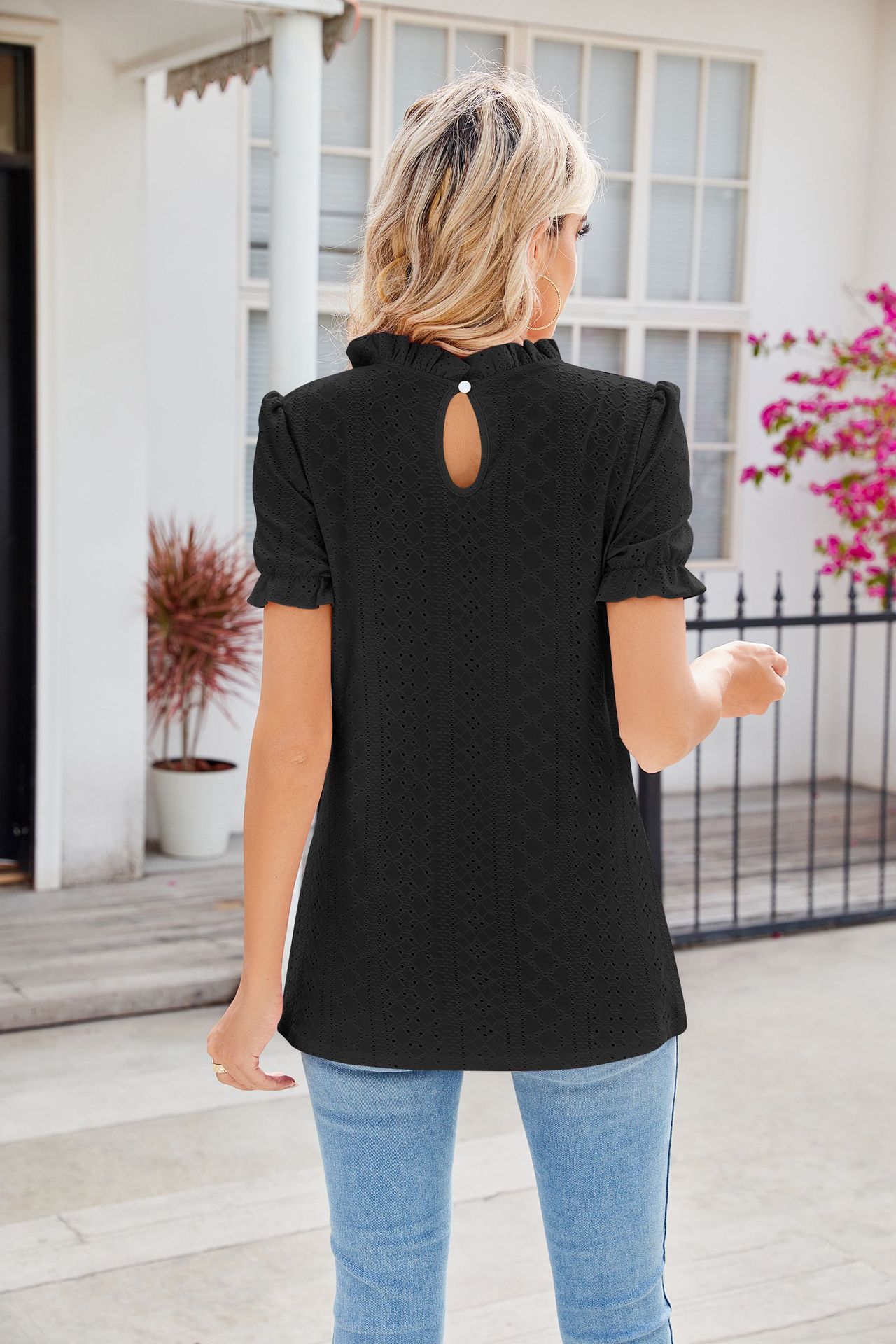 High Ruffle Neck Top