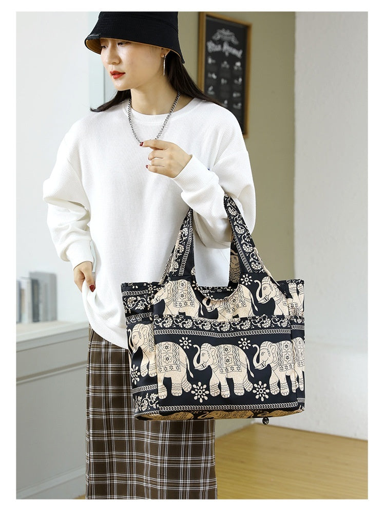 Women's Handbag Nylon Cloth Korean Cute Printed Shoulder Bag Casual Large Capacity