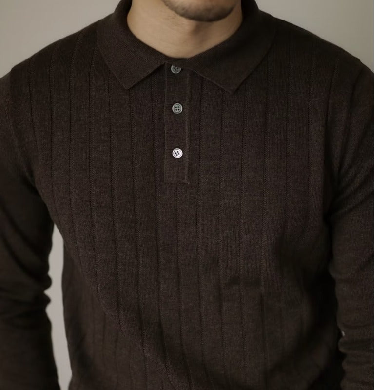 Long Sleeve Polo Shirt Casual Sweater