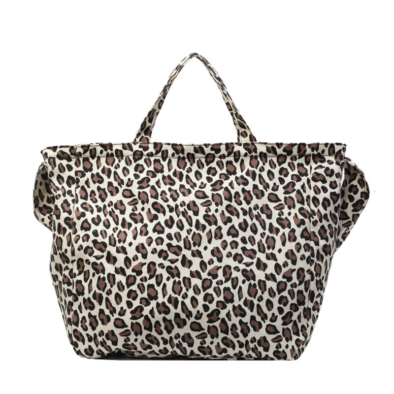 Canvas Commuter Idle Style Bag Leopard Print Women's Fashion Handbag