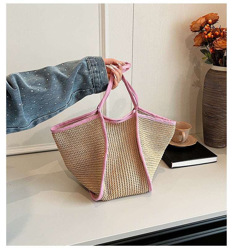 Women's Retro Vacation Style Straw Woven Large Capacity Bag