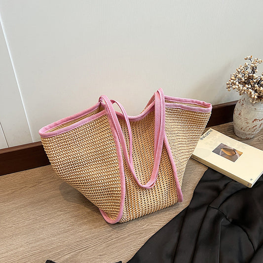 Women's Retro Vacation Style Straw Woven Large Capacity Bag